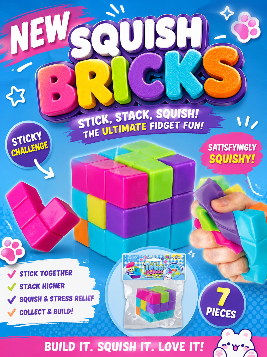 Taba-Licious Squish'N Stack 3-Inch Squeeze Toy - Trendeeyz