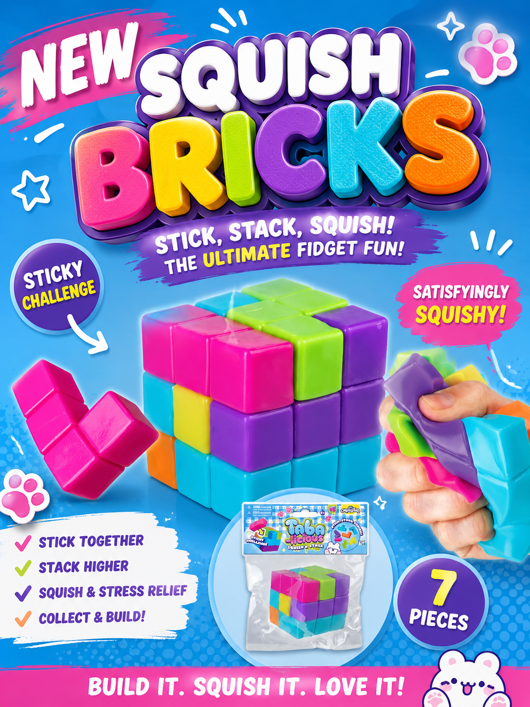 Taba-Licious Squish'N Stack 3-Inch Squeeze Toy - Trendeeyz